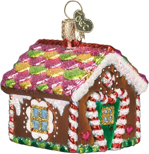 Miniatura 6 de Old World Christmas Adorno de Granero de Pan de Jengibre Soplado en Vidrio para Árbol de Navidad, Decoración Navideña Artesanal, Colección de Pan