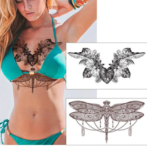 Miniatura 2 de Glaryyears Tatuajes temporales sexys para mujeres y niñas, paquete de 6 calcomanías negras falsas 3D realistas grandes, perfectas en el cuerpo