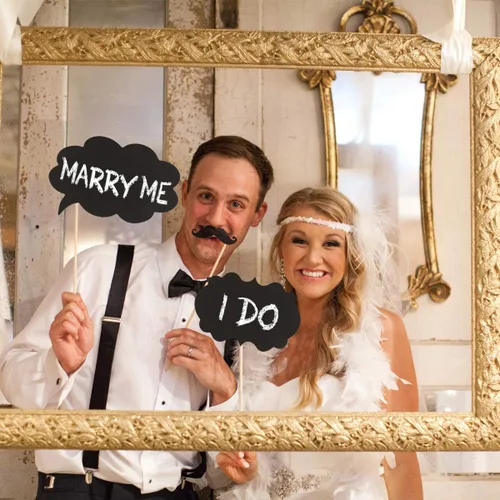 Miniatura 8 de LUOEM 20 letreros de pizarra de tiza para cabina de fotos, accesorios divertidos para fotos de selfies, bonitos letreros de mensaje para bodas