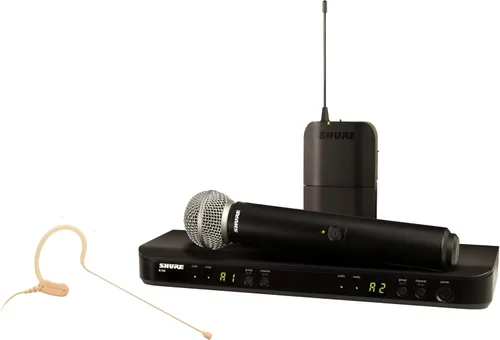 Shure BLX1288/MX153 Sistema de rendimiento inalámbrico de doble canal, banda H9 (512-542 MHz) - Receptor BLX88, portátil SM58 y auriculares MX153 -