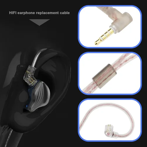 Miniatura 2 de The Lord of the Tools Cable de repuesto para auriculares C Pin de 0.138 in con micrófono compatible con cable estéreo KZ