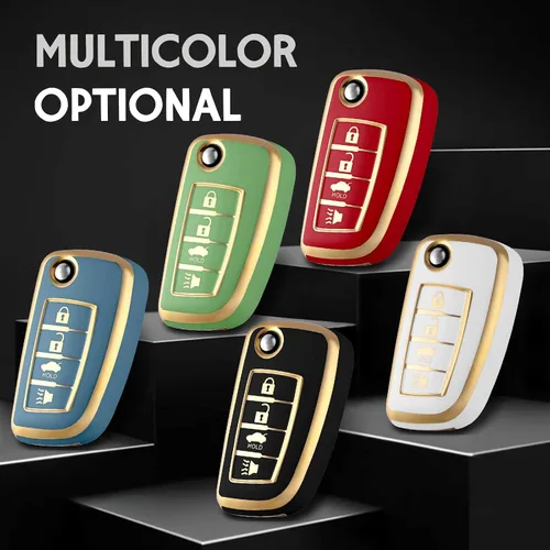 Miniatura 7 de Funda protectora de TPU para llavero inteligente compatible con Nissan plegable Key X-Trail Juke F15 Rogue Qashqai J11 Tiida Murano Maxima 4 botones