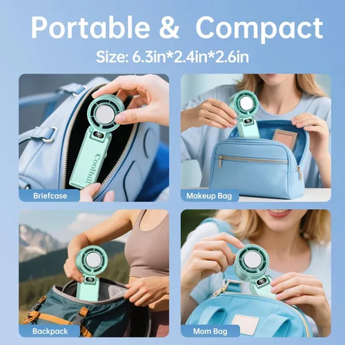 Miniatura 9 de Ventilador portátil de mano con enfriador de hielo: Ventilador de mano recargable de 100 velocidades de 5500 mAh, ventiladores personales