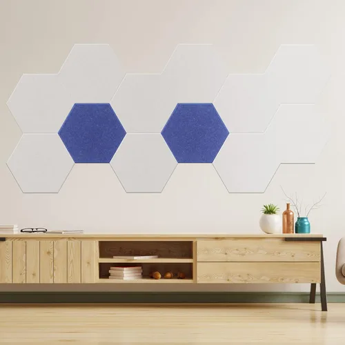 Miniatura 7 de Paneles acústicos, paquete de 12 paneles de pared autoadhesivos insonorizados hexagonales, 14 x 12 x 0.4 pulgadas, paneles de pared acústicos