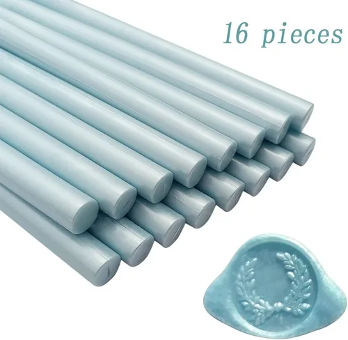 Miniatura 2 de 16 barras de sellado de cera para pistola de pegamento para sello de cera, palo de sello de cera azul claro para pistola de pegamento de 0.44