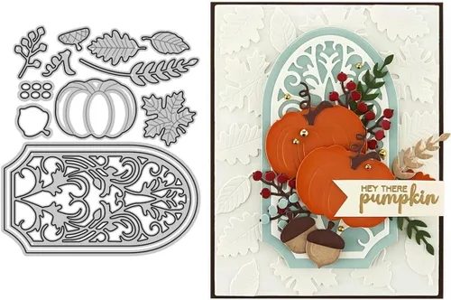 Miniatura 8 de Troqueles de calabaza fantasma y flores de Halloween para hacer tarjetas, troqueles de corte de metal, troqueles de papel para álbumes de recortes