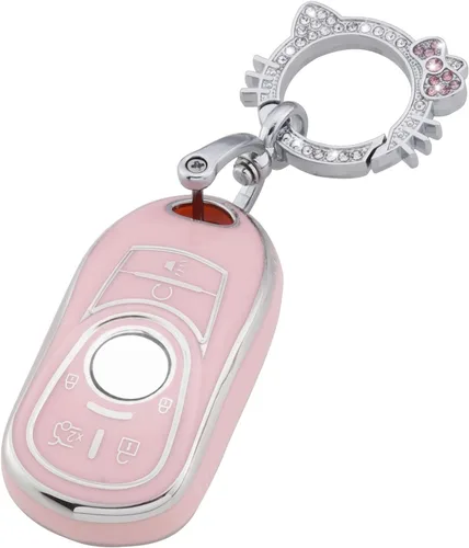 Miniatura 12 de Pangpai Funda de Llavero Rosa para Mercedes Benz, Protección de Funda de Llave de TPU Suave con Llavero Brillante Compatible con Clase C E S M CLS
