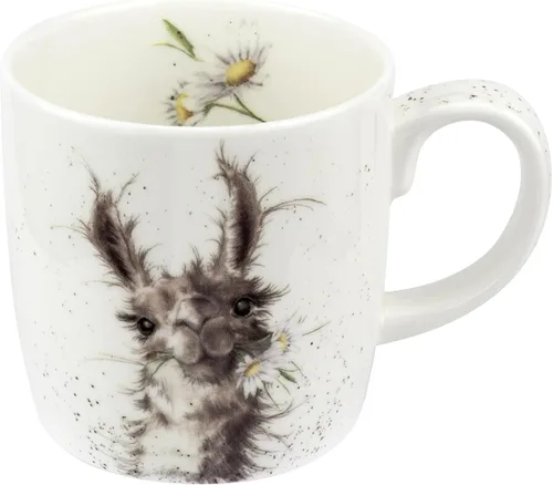 Royal Worcester Wrendale Designs Taza de 14 oz, Porque lo valgo con ilustración de llama - Taza floral de animales para cocinas cottagecore - Apto