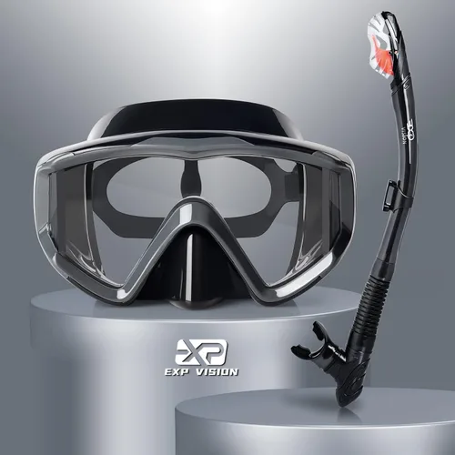 Miniatura 14 de Juego de esnórquel Pano de 3 ventanas, equipo de esnórquel para adultos, gafas de esnórquel profesionales, máscara de buceo antivaho, gafas