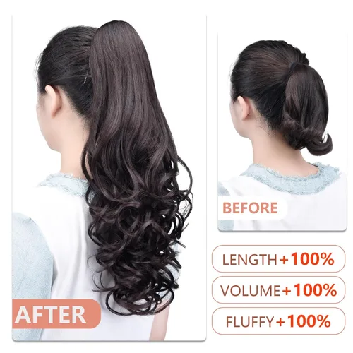 Miniatura 201 de Extensiones de cola de caballo de cabello rubio, extensiones de cola de caballo para mujer, pinza de extensiones de cabello rizado de 12 pulgadas