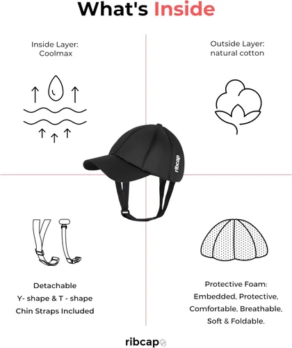 Miniatura 3 de Ribcap Casco médico para niños Gorra de béisbol con correa para la barbilla Casco suave para epilepsia Casco protector para convulsiones