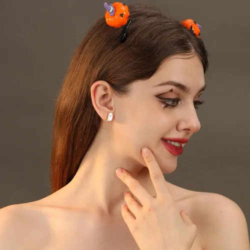 Miniatura 4 de LILIE&WHITE Aretes de Halloween para mujer, con sombrero de bruja, aretes colgantes de calabaza, aretes de gato negro, aretes de calavera, aretes