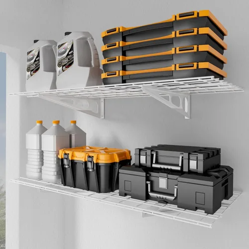 Miniatura 16 de Estantería de garaje de 2 x 6 pies, paquete de 2 estantes de pared para garaje, cocina, almacenamiento de despensa, capacidad de carga total de 800