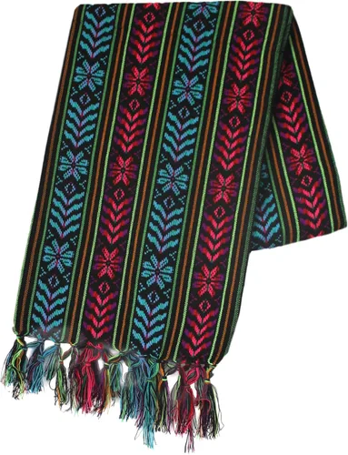 Miniatura 4 de Del Mex Bufanda de camino de mesa mexicana tejida estilo Rebozo (negro)