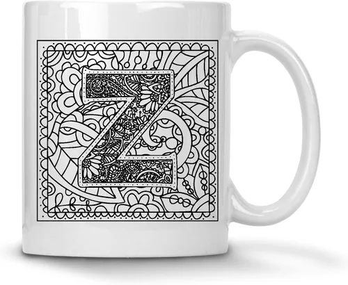 Miniatura 24 de Alankathy Mugs Taza de café monograma, 11 oz, color blanco (A)