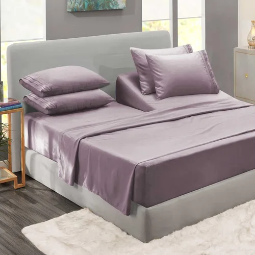 Miniatura 79 de Clara Clark - Juego de sábanas King con Flex Top, 6 piezas - Sábanas de lujo para cama King con cabeza dividida, juego de cama súper suave, King