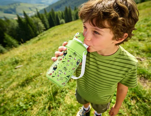 Miniatura 7 de POWCAN 12 oz Insulated Water Bottle for School: 2-in-1 Straw Spout Lid with Soft Animal Head, BPA-Free, Leakproof, Keep Cold 24H, Easy Carry