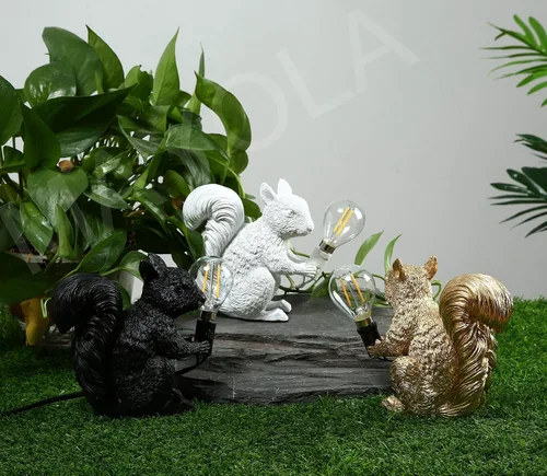 Miniatura 5 de MAYOLA Lámpara de mesa moderna de resina con ardilla, lámpara de escritorio, lámpara de iluminación LED de resina de ardilla para sala de estar