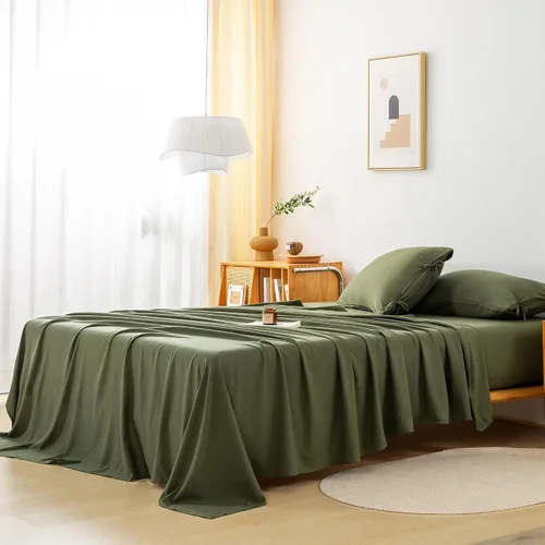 Miniatura 16 de COTTEBED Juego de sábanas de polialgodón lavado tamaño individual, juego de ropa de cama ultrasuave, 3 piezas, transpirable, vintage, duradero