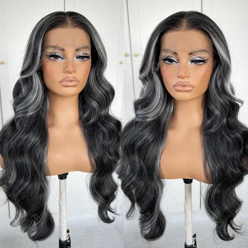 Miniatura 10 de #27 Peluca de encaje frontal rubia miel sin pegamento, onda corporal, pelucas de encaje frontal sintéticas prediseñadas, con línea de cabello #27
