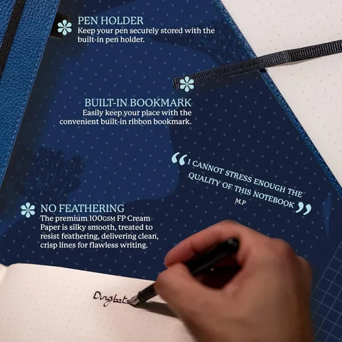 Miniatura 3 de Dingbats - Cuaderno extra grande con puntos de vida silvestre, ballena azul, A4, cuaderno de tapa dura, piel sintética, papel perforado, crema a