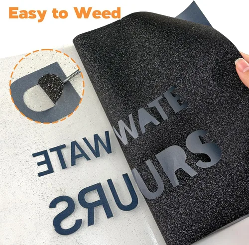 Miniatura 3 de HTVVETUR Glitter Heat Transfer Vinyl - 12" x 15ft Glitter Iron on Vinyl for Shirts, HTV Rolls for Cameo - Easy to Cut & Weed (Glitter Black-15ft)