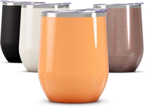 Miniatura 30 de Maars Bev - Vaso de vino de acero inoxidable sin tallo con tapa, aislado al vacío de 12 onzas, a prueba de derrames, apto para viajes, vasos midnight