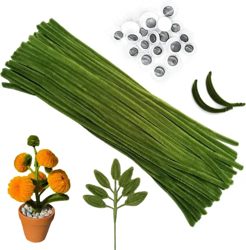 Miniatura 6 de Cldamecy 100 limpiadores de tuberías blancos con 20 ojos salteados, tallos de felpilla para proyectos de manualidades, limpiadores de tuberías