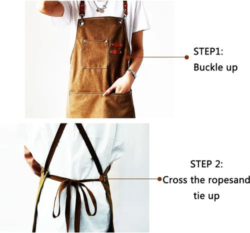 Miniatura 3 de Delantales para mujeres y hombres con bolsillos, 2 piezas, impermeable, para estilista, lino, barbacoa, herramienta de lona para adultos, delantal