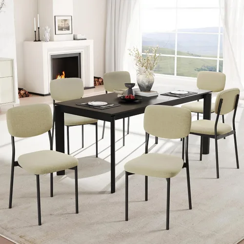 Miniatura 18 de Einhomn Juego de sillas de comedor tapizadas, modernas sillas de comedor apilables con respaldo de terciopelo suave, sillas de cocina con patas