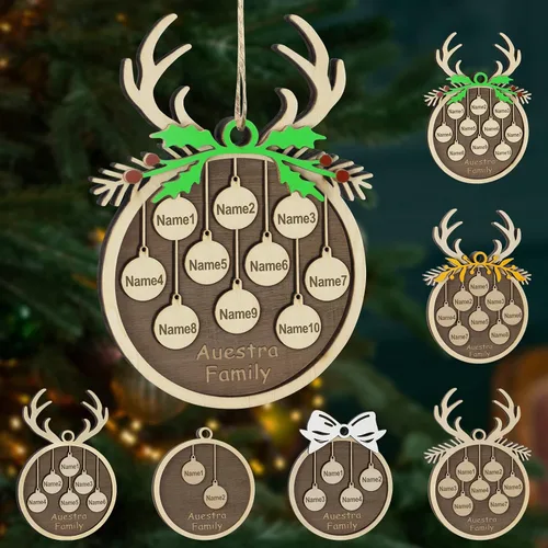 Miniatura 62 de Adornos de Navidad personalizados, familia de 1 nombre, adornos de Navidad de madera personalizados, decoración personalizada, decoración de árbol