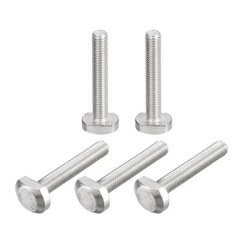 Miniatura 32 de uxcell Pernos de ranura en T, 5 unidades M5x25mm Pernos deslizantes de caída en T de acero inoxidable 304 con forma de T para pista en T