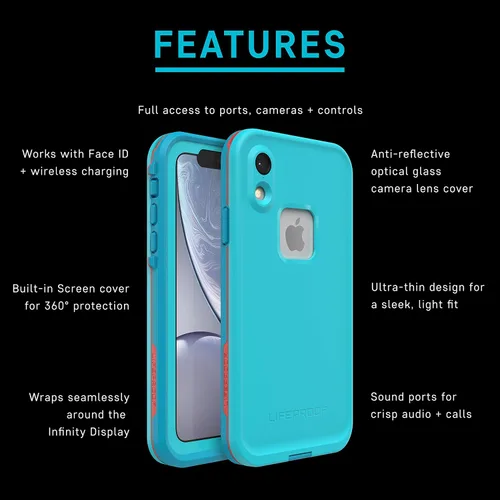 Miniatura 6 de LifeProof Funda para iPhone XR serie FRē – Body Surf (cemento/gargoyl/océano hawaiano), impermeable IP68, protector de pantalla integrado