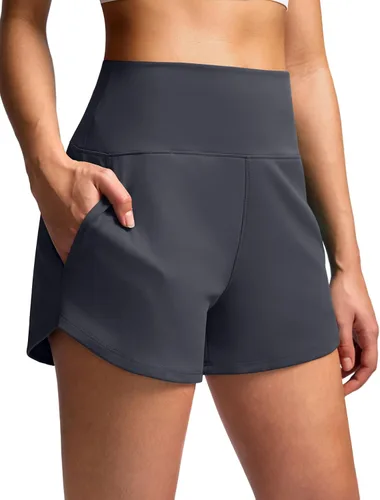 Miniatura 29 de Soothfeel Pantalones cortos deportivos de cintura alta para mujer, 3.5 pulgadas, control de abdomen, cómodos, para entrenamiento, gimnasio