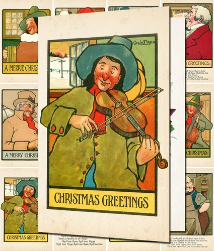 Miniatura 13 de PIXILUV Tarjetas de Navidad con Nieve Navideñas 12 Tarjetas Grandes ~ Navidad Blanca con Familia ~ Tarjetas Postales Navideñas Vintage Reimpresión