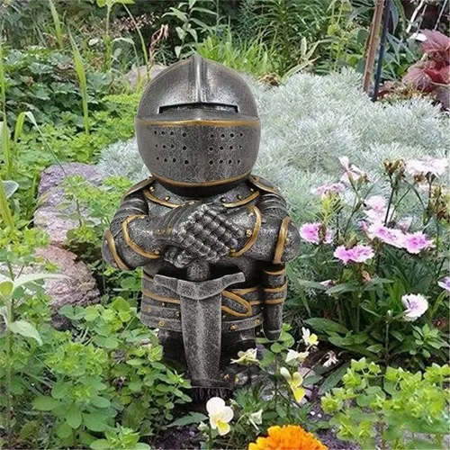 Miniatura 6 de Estatua de caballero de jardín, figuras de caballero de jardín, gnomos, decoraciones medievales, templarios, cruzados, guardia, armadura