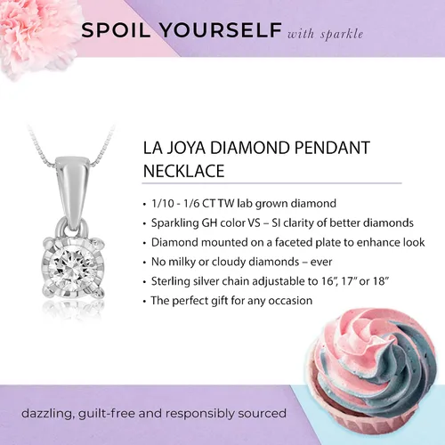 Miniatura 4 de La Joya Collares de diamantes cultivados en laboratorio de 110-16 quilates para mujer Juego de ilusión collar de un solo diamante en plata de ley