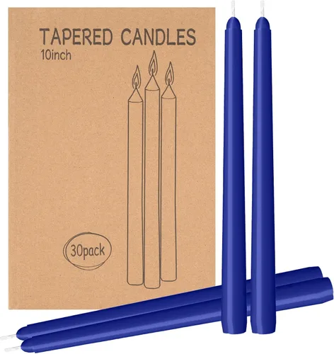 Miniatura 15 de Paquete de 30 velas cónicas blancas - 10 pulgadas sin goteo, sin humo y sin perfume Larga duración 8 horas Velas altas vertidas a mano Velas