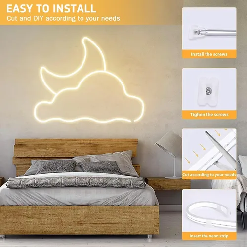 Miniatura 6 de Lamomo Tira de luces LED de neón de 32.8 pies, tira de luces LED de color blanco neutro de 1.96 pulgadas/corte, 4500 K, impermeable, flexible