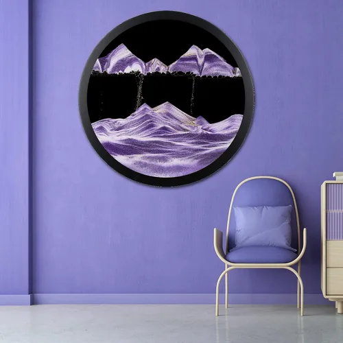 Miniatura 20 de Arte de arena en movimiento para montaje en pared, escultura giratoria de 17.3 pulgadas para montar en la pared, paisaje de arena de mar profundo