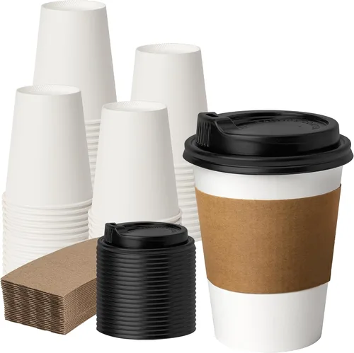 Miniatura 21 de METAPRINT 500 unidades de 12 onzas tazas de papel desechables para café, tazas de papel blancas para café caliente para cafeterías, bistrós, fiestas