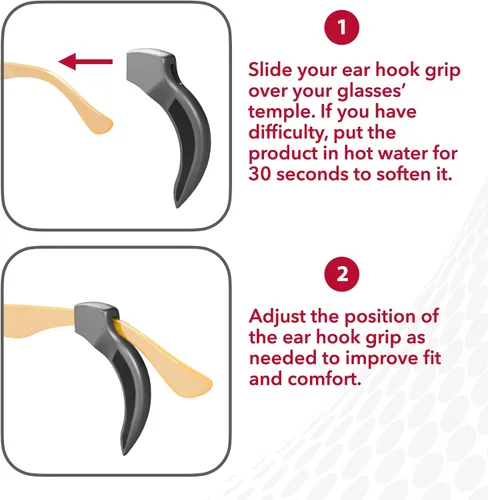 Miniatura 4 de Setex Gecko Grip - Agarraderas para las orejas (2 pares negros), delgadas, suaves, comodidad durante todo el día, retenedores de gafas de seguridad
