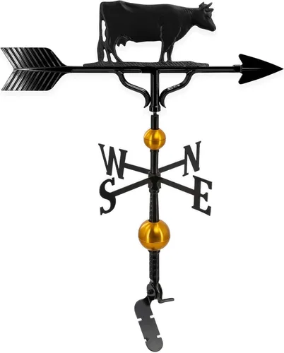 Montague Metal Products Veleta de lujo de 32 pulgadas con adorno de vaca negra satinada, natural Negro