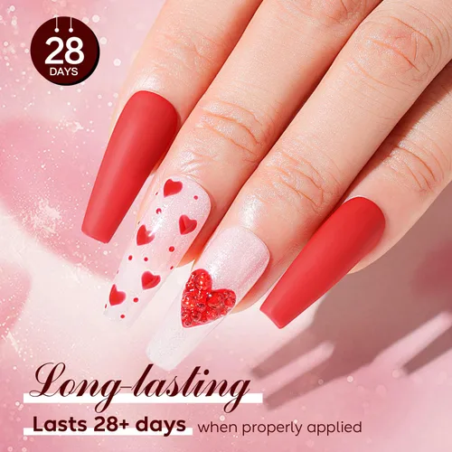 Miniatura 3 de Nicedeco Esmalte de uñas de gel sin hema, 6 colores, sin crueldad, vegano, rojo, borgoña, rojo, brillante, esmalte de uñas en gel para manicura