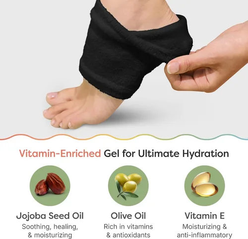 Miniatura 4 de ZenToes Calcetines Hidratantes para el Tratamiento de Talones Agrietados, Calcetines para Talones con Vitamina E, Aceite de Oliva y Aceite de Negro