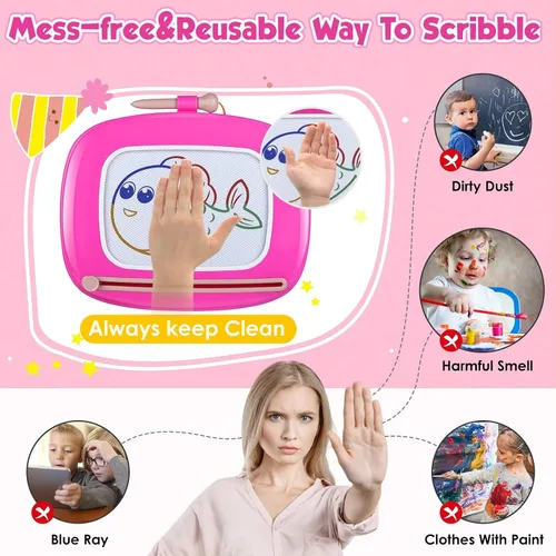 Miniatura 3 de Smasiagon Juguetes para niñas y niños, tablero de dibujo magnético para niños pequeños, tablero de garabatos de aprendizaje temprano escritura