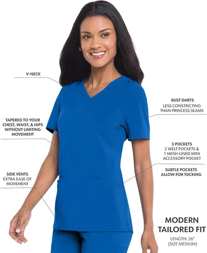 Miniatura 2 de Urbane Performance 9015 - Camiseta médica de ajuste a medida con 3 bolsillos para mujer