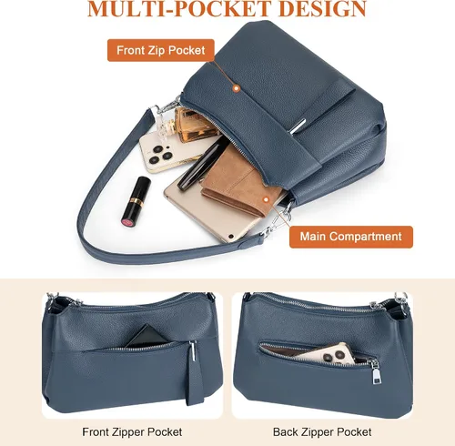 Miniatura 37 de Over Earth Genuine Leather Crossbody Bags for Women Small Hobo Handbags Shoulder Purses with 2 Detachable Straps