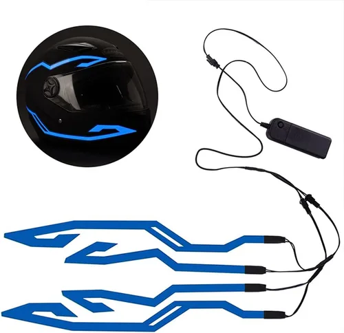 Miniatura 3 de 4 luces para casco de motocicleta, luz de señal de conducción nocturna, luz EL, 3 modos de luz LED para casco, kit de accesorios de decoración