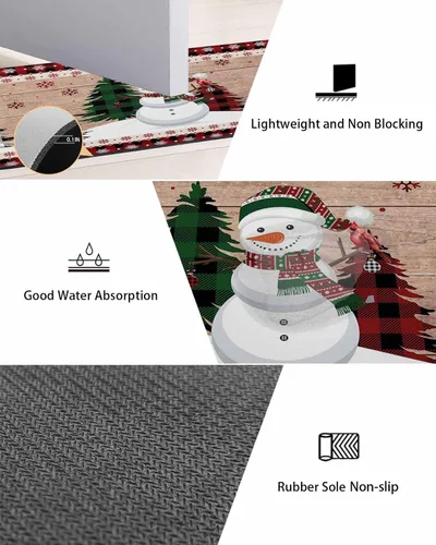 Miniatura 3 de Tapete de baño de muñeco de nieve de Navidad para bañera, tapete antideslizante de secado rápido y absorbente, de tierra de diatomeas, tapete
